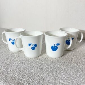 Vintage 1996/97 Corelle By Corning White Blue Eve Pattern Mugs x4
